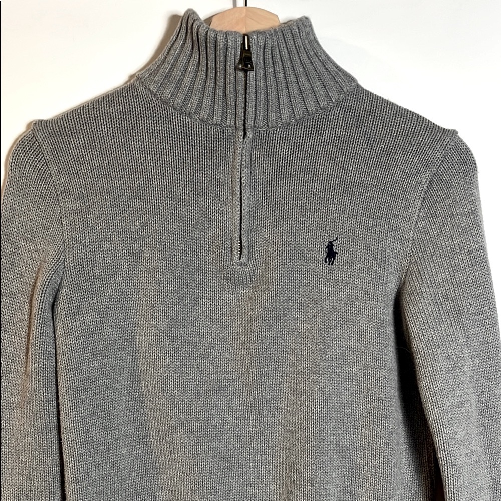Polo by Ralph Lauren Kid’s M(10-12) Gray Half-Zip Rib Collar Sweater
